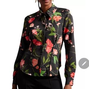 Ted Baker Black Floral Blazer Size 3